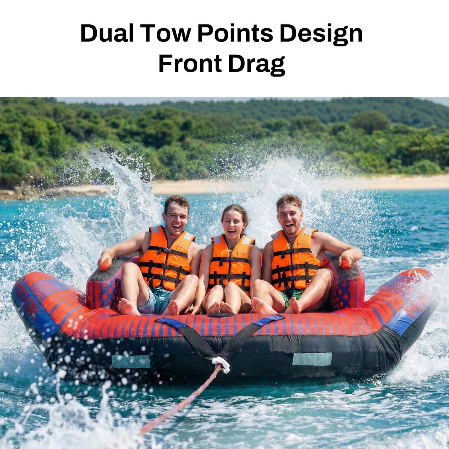 PEAKFLOW Towable Tube,Boat Tube,Extra Wide Stable Sofa Tube for 3 Persons,Heavy Duty 840D Nylon & 30-Gauge PVC,Perfect for Kids & Adults Lake Fun,Tubes for Boating,82x95Inches Inflated,Horizon Series