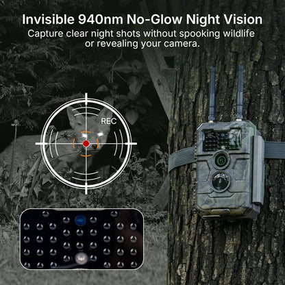 GardePro E6 2.0 Pro WiFi Trail Camera (Non-Cellular), Dual Antennas, Stable Connection, 4K Video, Rechargeable Battery, On-Site App Viewing, Wide Field of View, No-Glow Night Vision, Motion Activated