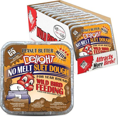 C&S Peanut Butter Delight Suet Dough - No Melt Formula, 11.75 Ounces | 12 Pack