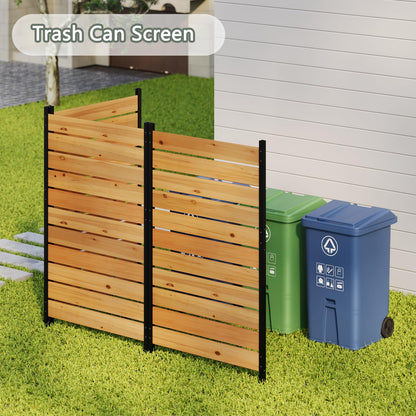 38" W×61" H Wooden Privacy Screen No Dig Outdoor Fence Panel with Metal Stakes Decorative Barrier for Trash Can Air Conditioner & Pool Equipment (Orange 1 Panel)