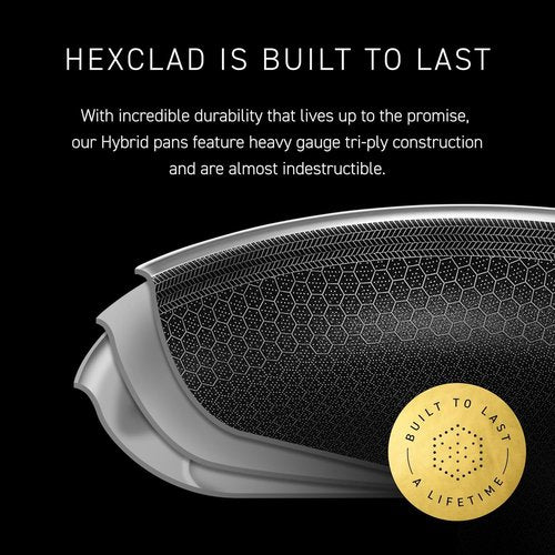 HexClad Hybrid Nonstick Grill Pan - Dishwasher-Safe & Oven-Safe Up to 900°F | Perfect for BBQs