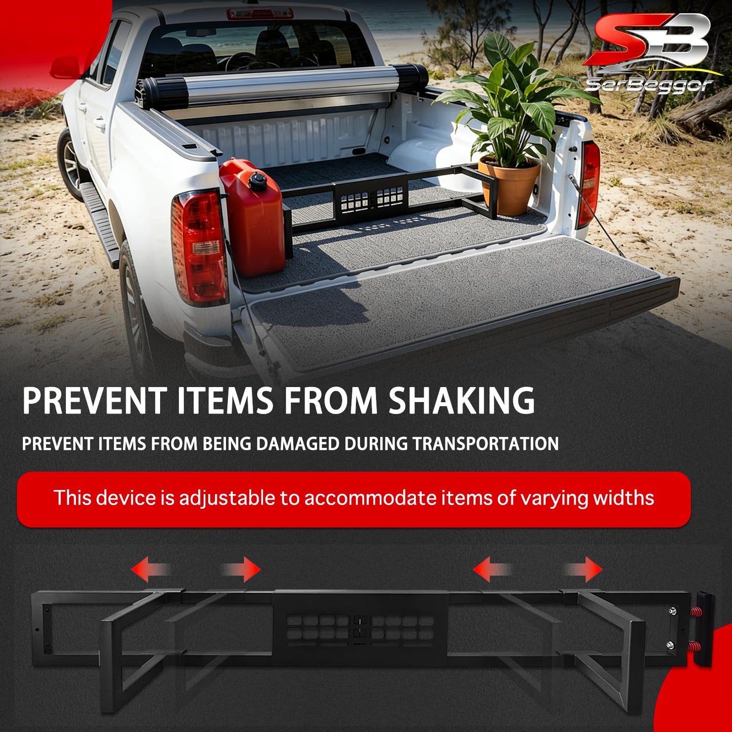 SerBeggor Truck Bed Divider, Cargo Organizer Panel Compatible with Ford F150 2015-2023, Aluminum Alloy Luggage Divider Cargo Manager