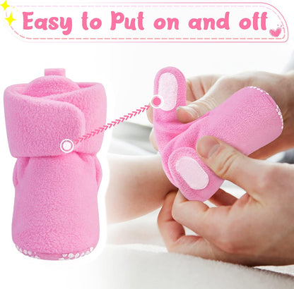 Pro Goleem Fleece Baby Booties - Warm Cozy Slippers with Non-Slip Design | Easy to Put On, Unisex Newborn Gift