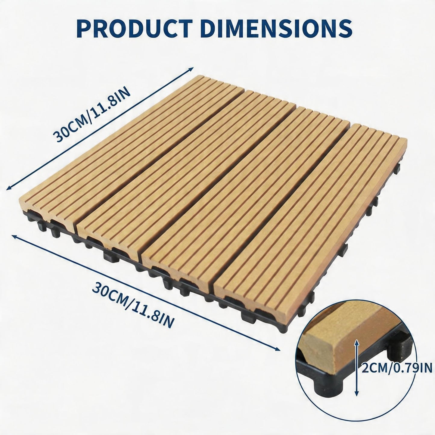 12”X12” Interlocking Deck Tiles Outdoor Waterproof Patio Flooring – Durable Composite Plastic Floor Tiles with Drainage Base, Snap Together DIY for Balcony, Pool, Backyard, Garden, Porch, 27PCS, Brown