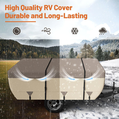 Umbrauto Pop Up Camper Cover for 18'-20' Folding Tent Trailer – 9-Layer Top, 3-Layer Side, Waterproof, Windproof, Sun-Resistant, Heavy-Duty Cover for All-Weather Protection