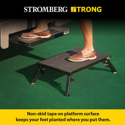 Stromberg Carlson 24″ x 16″ Adjustable RV Platform Step, Heavy-Duty Rust-Resistant Steel, Portable Step Stool for Campers, 4″ and 8″ Height, 300 lbs Capacity, Non-Skid Surface & Folding Legs