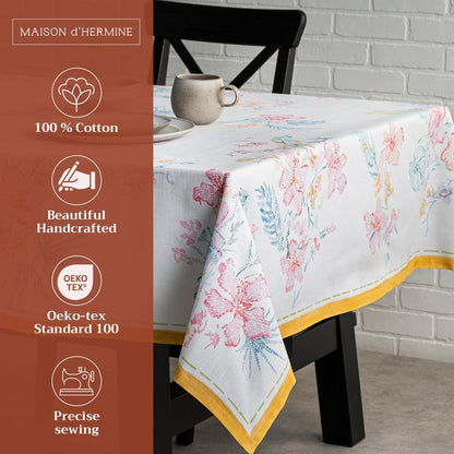 Maison d' Hermine Table Cloth Rectangle Table 100% Cotton 60 x 120 Inches Tablecloth Reusable Decorative for Dining Kitchen Room Farmhouse Home Gifts for Mothers Day Spring Summer - Paradise Island