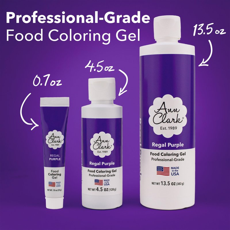Ann Clark Regal Purple Food Coloring Gel Extra Large 13.5 oz Bottle Professional Grade Made in USA
