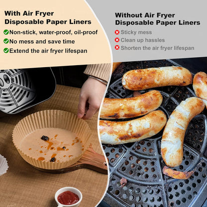 Vailnd Air Fryer Liners - 200 PCS Non-Stick & Oil Proof Baking Paper for 6.3" Ninja AF101 | Fits 2-4 Qt Baskets