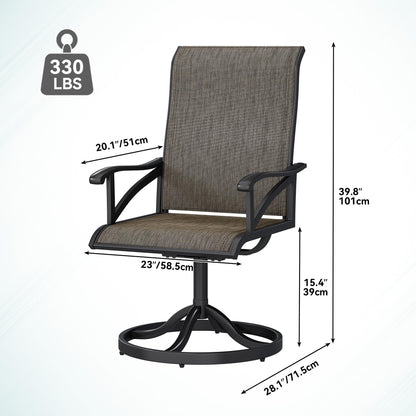 DWVO 6 Set Outdoor Dining Chairs, Heavy Duty Swivel Patio Chairs w/Max Bearing 352lbs & Breathable High Back, All Weather Outdoor Swivel Chairs for Backyard Deck Garden, Brown