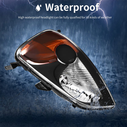 AUTOSAVER88 Headlight Assembly Compatible with 2001 2002 2003 Civic 4-Door Sedan Driver and Passenger Side Black Housing Amber Reflector Clear Lens