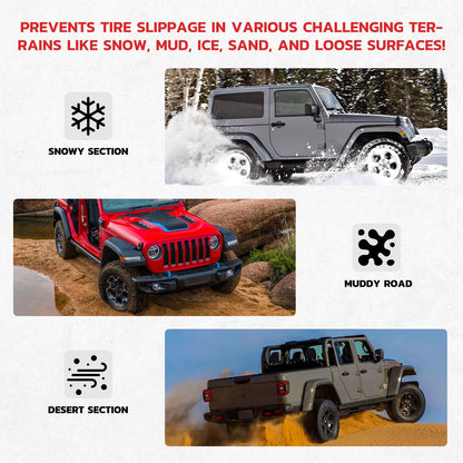 DNA Motoring 48" Portable Recovery Traction Tracks Mat, Load 7 Ton Car Non-Slip Mat, Off-Road Emergency Aid Devices for Snow, Ice, Mud, Sand, 2PC, w/Bag, Black