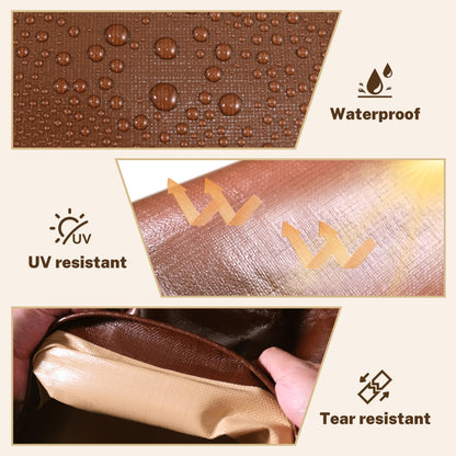 MVPNET 18x24 FT Tarp 22 mil Extreme Heavy Duty Waterproof tarps,Brown&Beige Multipurpose Outdoor Tarpaulin Tear-Proof&UV-Resistant,for Canopy,Camping,Roof,Trailer, Etc