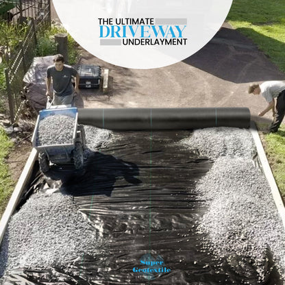 Super Geotextile Woven Geotextile Fabric for Driveway and Road Stabilization, Construction Underlayment, Erosion Control, Commercial Grade 50 Year for Gravel Roads and Pavers (12.5x100) Ships Folded