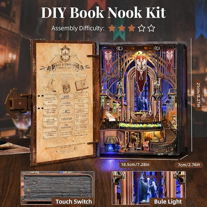 DIY Dollhouse Book Nook Kit with LED Light for Teens and Adults (Magic Admissions Guide)
