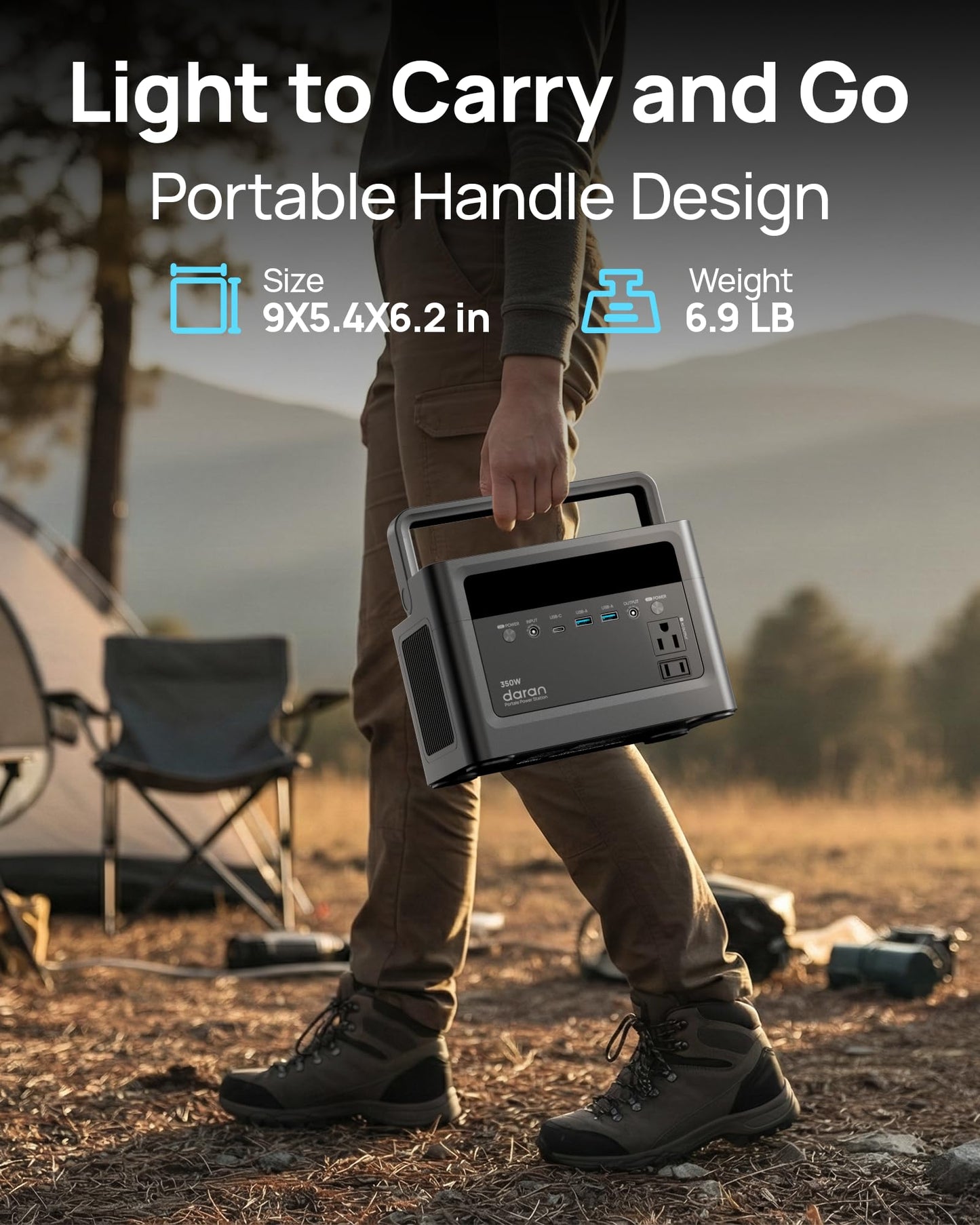 Portable Power Station 350W, 230.4Wh Power Bank LiFePO4 Battery 110V Pure Sine Wave AC Outlet with PD Fast Charging, Solar Generator for Camping, Emergency, Laptop, RV, Off-Grid Living (Surge 700W)