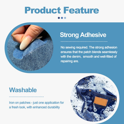 Iron on Patches for Jeans Kit, 5 Rolls Patches for Jeans, Iron on Denim Patches for Inside Jeans, Clothing, Denim, Knee, Pants 4 * 20inch (Five Color)
