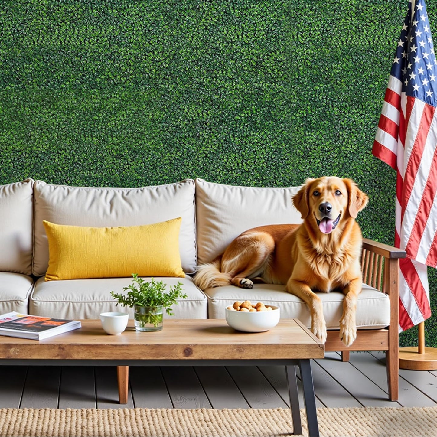 Artificial Boxwood Roll Grass Wall Panels, Greenery Outdoor 40"x120" (33.33 Sqft) UV-Anti Fake Ivy Privacy Fence Screen for Patio, Balcony, Garden, Backyard, and Fence Decor-Includes 5 PCS 79" Vines