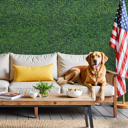 Artificial Boxwood Roll Grass Wall Panels, Greenery Outdoor 40"x120" (33.33 Sqft) UV-Anti Fake Ivy Privacy Fence Screen for Patio, Balcony, Garden, Backyard, and Fence Decor-Includes 5 PCS 79" Vines