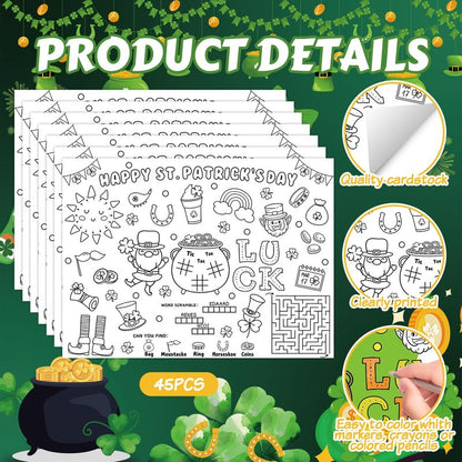 45pcs Fall Disposable Coloring Placemats Fall Crafts for Kids Coloring Poster Autumn Party Supplies Favors School Classroom Activities Paper Table Mats