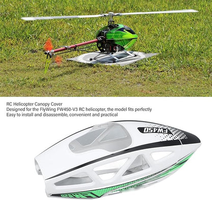 Alomejor RC Helicopter Canopy Cover Anti Crack Enhancedfor Flywing FW450 V3 (White)