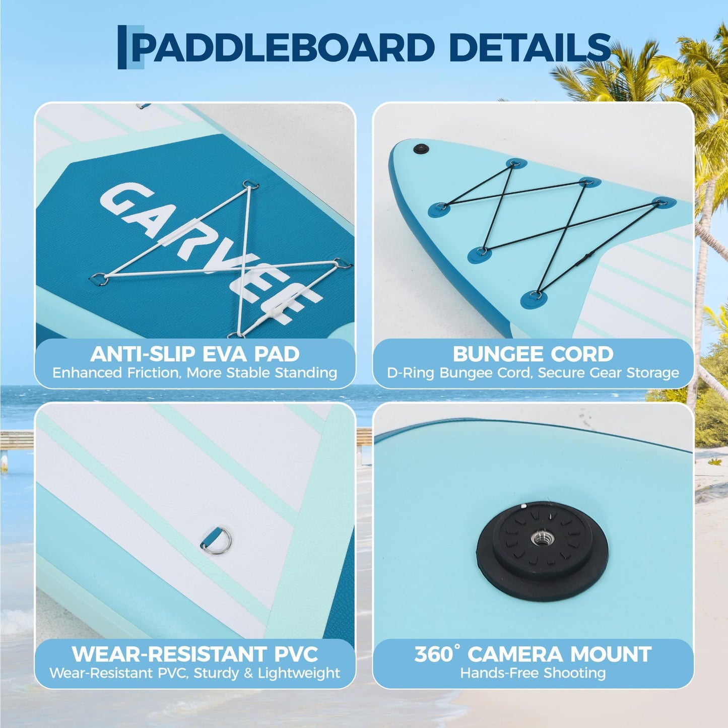 GarveeLife Inflatable Paddle Board,Stand Up Paddle Board with Premium SUP Paddleboard Accessories, Wide Stable Design, Non-Slip Comfort Deck for All Skill Level