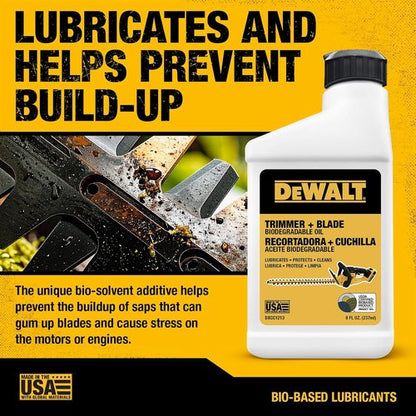DEWALT Hedge Trimmer Oil - Biodegradable Lubricant for High-Speed Blades - Eco-Friendly Rust Protection, 8 oz