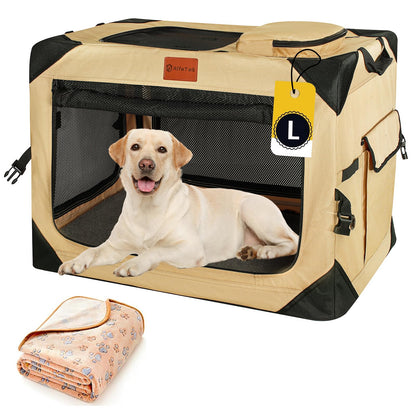 AlfaTok Collapsible & Foldable Dog Crate - Portable & Soft for Large Dogs, 36 x 25 x 25 Inch