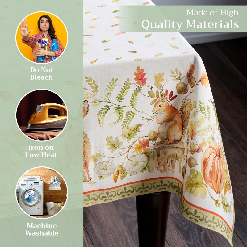 Maison d' Hermine Table Cloth Rectangle Table 100% Cotton 70 x 90 Inches Fall Tablecloth Reusable Everyday Use for Thanksgiving Christmas Decorations Dining Farmhouse Party (Pumpkin Passion)