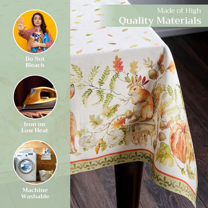 Maison d' Hermine Table Cloth Rectangle Table 100% Cotton 70 x 90 Inches Fall Tablecloth Reusable Everyday Use for Thanksgiving Christmas Decorations Dining Farmhouse Party (Pumpkin Passion)