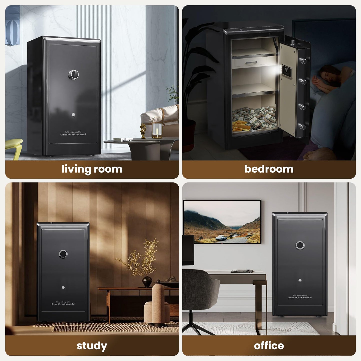 YAYAG 120IB Fireproof Waterproof Extra Heavy-Duty Steel Large Safe Box with Biometric Fingerprint Lock, Touch Keypad, Jewelry Drawer, Voice Prompt, 10.5 CuFt Security Document Safes for Home Office