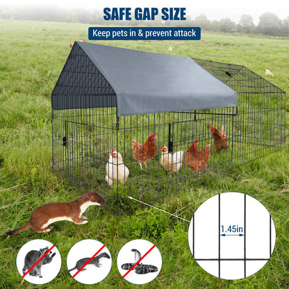 GarveeHome Large Metal Chicken Coop,86" L x 40" W Portable Chicken Run with Waterproof Cover, Chicken Coop Run, Outdoor Backyard Farm Poultry Fence Pet Playpen for Rabbit, Duck, Chinchillas
