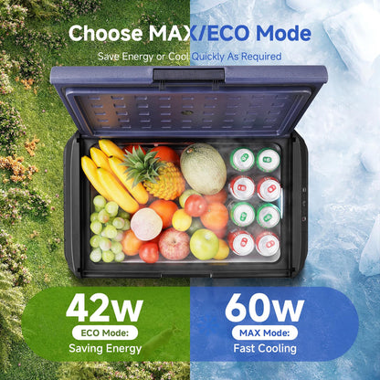 BODEGACOOLER 12 Volt Car Refrigerator, 53QT(50L) IPX4 Waterproof Electric Cooler, 31dB Ultra-Quiet Car Fridge APP Control with 12/24V DC 110-240V AC, -4℉~68℉, Portable for Truck RV Camping, Travel