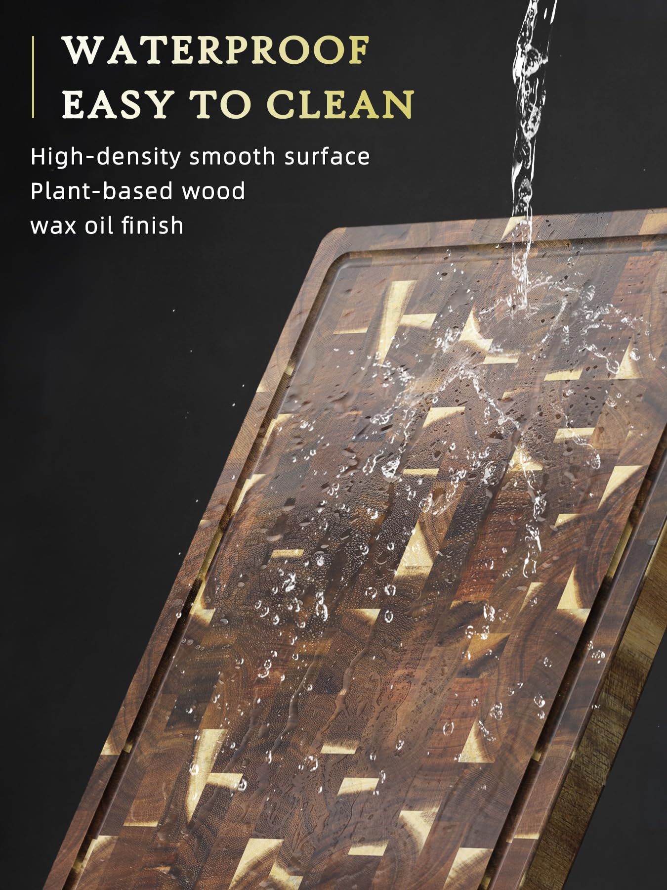 HOSHANHO 3 Packs Acacia Wood Cutting Board Set, Extra Large Cutting Boards for Kitchen Meal Prep, Durable Chopping Board with Built-in Ergonomic Handles & Deep Juice Grooves