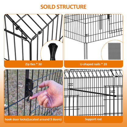 INJOPEXI Metal Chicken Coop 86"×40"×39" Chicken Runs for Yard with Cover Chicken Playpen Enclosure Chicken Pen Kennel Duck CoopCage for Outdoor Backyard Farm Rabbit Small Animal Dog Poultry Cat Hutch