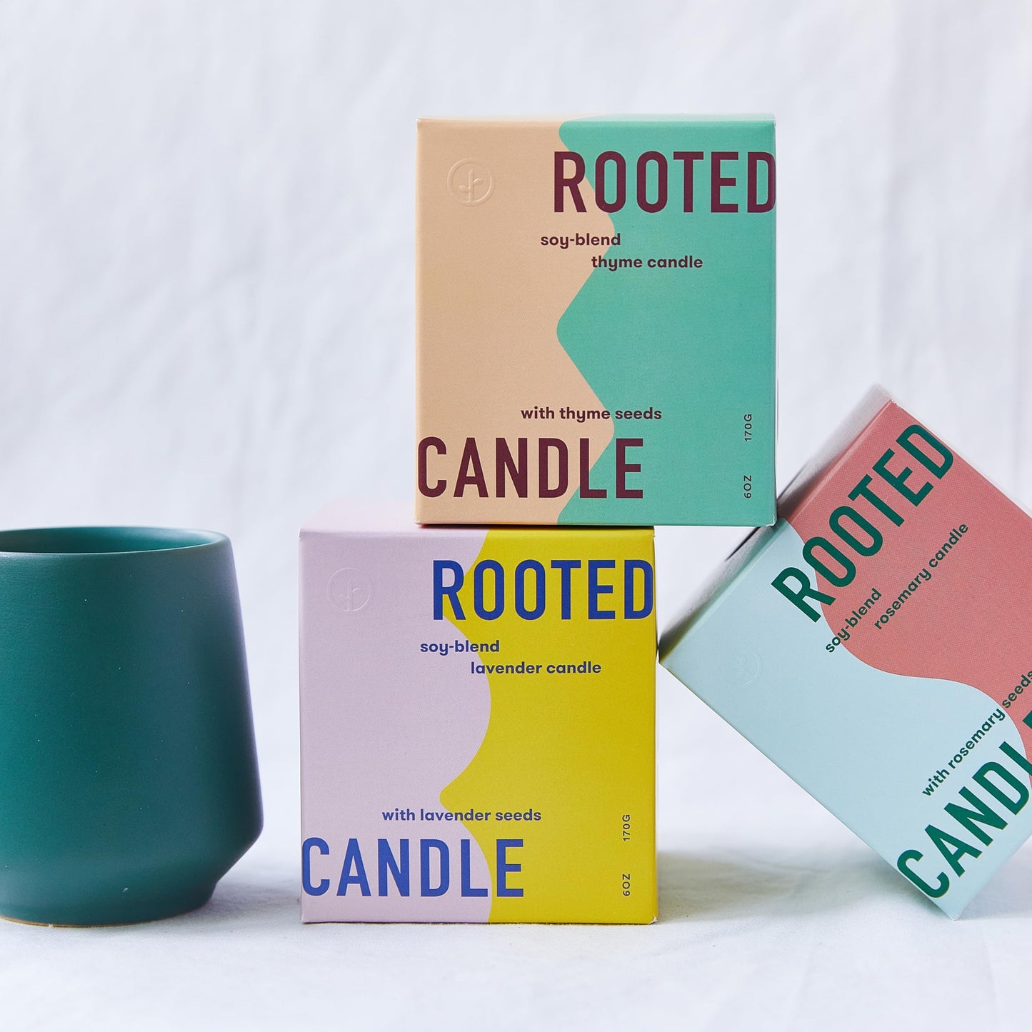 Modern Sprout - 2 in 1 Scented Candles with Seeds that Grows into Plants - 6 oz Soy Candle with 42 hr Burn time in Matte Glaze Ceramic Vessel - Rosemary, Thyme, & Lavender - Pack of 3