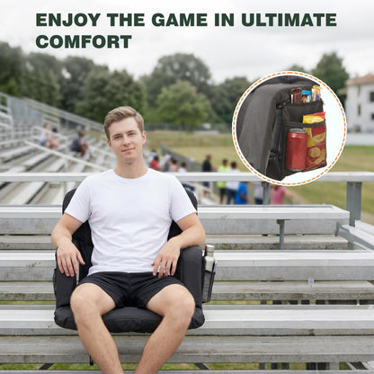 SUNNYFEEL Stadium Seat with Back Support Thick Cushion 6 Reclining Positions 264lbs Capacity Sofa Style Design with Side Pockets for Camping Beach Picnic Sports