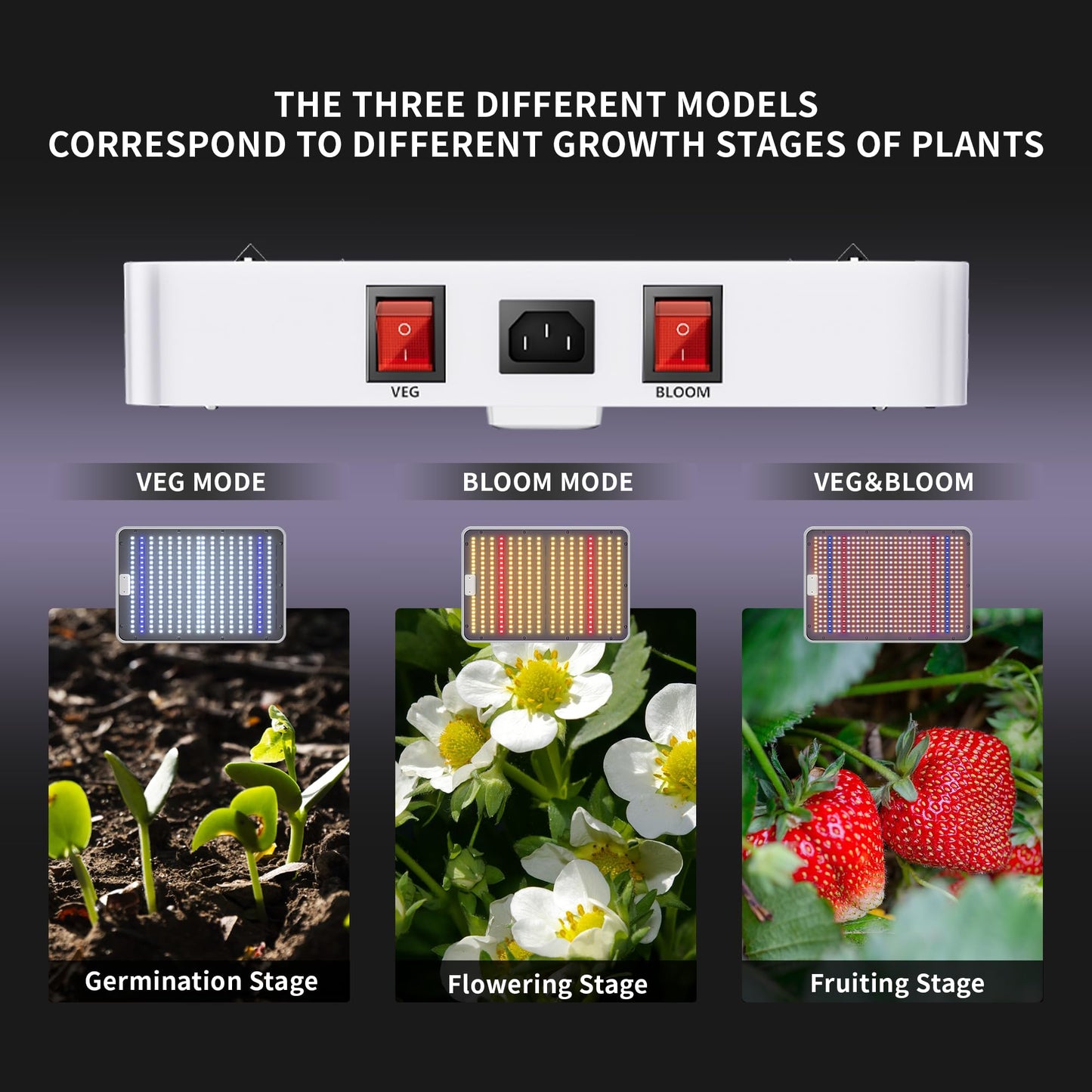 KingLED KP2000 LED Grow Light for Indoor Plants, Full Spectrum Plant Light with Veg & Bloom Mode, 200W Hanging Growing Lamp for Seed Starting Seedlings Vegetable Hydroponic Greenhouse, 3x3 Grow Tent