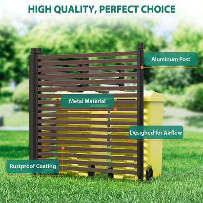 Garvee Privacy Fence Panels for Outside, 48" h×106" w 3-Panel No-Dig, Rustproof Decorative Garden Barrier, Air Conditioner Fence Panels, Pool Equipment Enclosure, Trash Can Screens, Easy Install