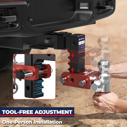 MOSTPLUS Aluminum Trailer Hitch, 2.5 Inch Receiver, Dual Ball Mount with 2" & 2-5/16" & 1-7/8" Balls, 3,500-18,500 LBS GTW, 48" Adjustable Height Heavy Duty Towing Hitch for Most Truck & SUV