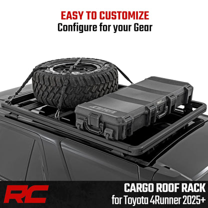 Rough Country Roof Rack System for Toyota 4Runner (2025-2026) - Aluminum Overland Cargo Carrier with T-Slot Mounting System, Adjustable Cross Bars