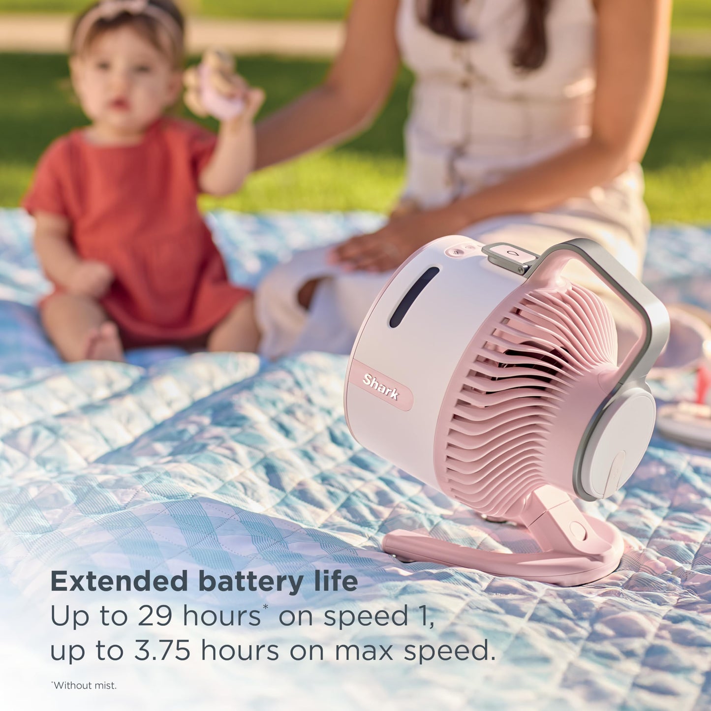 All-New Shark FlexBreeze HydroGo Pro Fan, Indoor & Outdoor Powerful Cooling Fan with Dry-Touch Mist, Portable Cordless & Corded, Long Battery Runtime, 5 Speeds, Pink Diamond, FA056PK9 (Ltd. Edition)