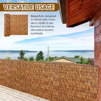 Drydiet 3.28ft x 50ft Natural Reed Fencing Bamboo Privacy Screen Balcony Reed Fence for Garden Curtain Bamboo Screen Fencing for Outdoor Backyard Patio