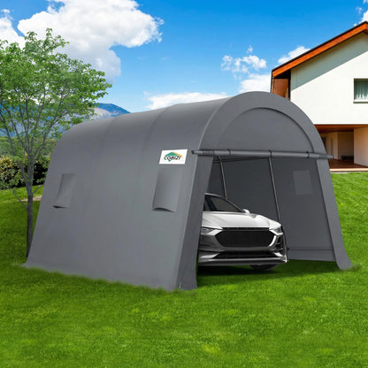 COBIZI 10x15 Carport Canopy Heavy Duty Portable Garage Tent with Double Zippered Roll-up Doors & Vents, Large Space Car Port Car Garage Waterproof Anti-Snow for Cars, Boats, Trucks, Gray