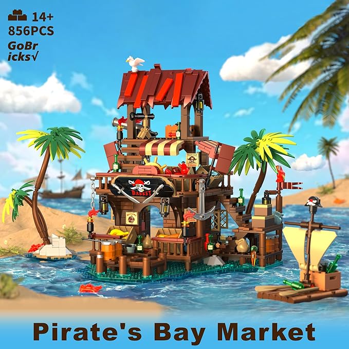 Pirate House Building Set Pirate's Wharf Supply Center Buildings Blocks for Adults Teens Kids 10+ Creative Model Kits for Decor Collection Birthday Present 856PCS