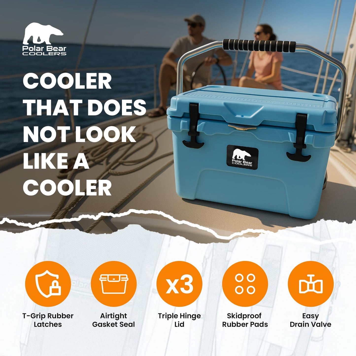 Polar Bear Coolers - 20 Can Hard-Sided Cooler - Ice Chest for Camping, Travel, Sports Events, or Fishing - Insulated Hard Shell Cooler - Heavy-Duty & Portable - Keeps Ice up to 5 days - 20 qt, Seafoam