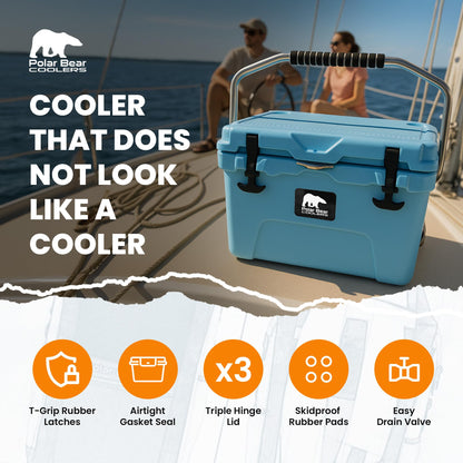 Polar Bear Coolers - 20 Can Hard-Sided Cooler - Ice Chest for Camping, Travel, Sports Events, or Fishing - Insulated Hard Shell Cooler - Heavy-Duty & Portable - Keeps Ice up to 5 days - 20 qt, Seafoam
