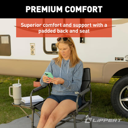 Lippert Scout XL Director Chair with Side Table - Dark Grey