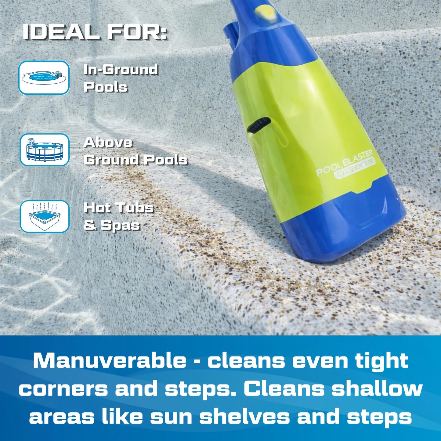 Pool Blaster Aqua Broom Turbo Spa Vacuum for Hot Tub Cordless Hoseless Rechargeable USB Charging Cable Included
