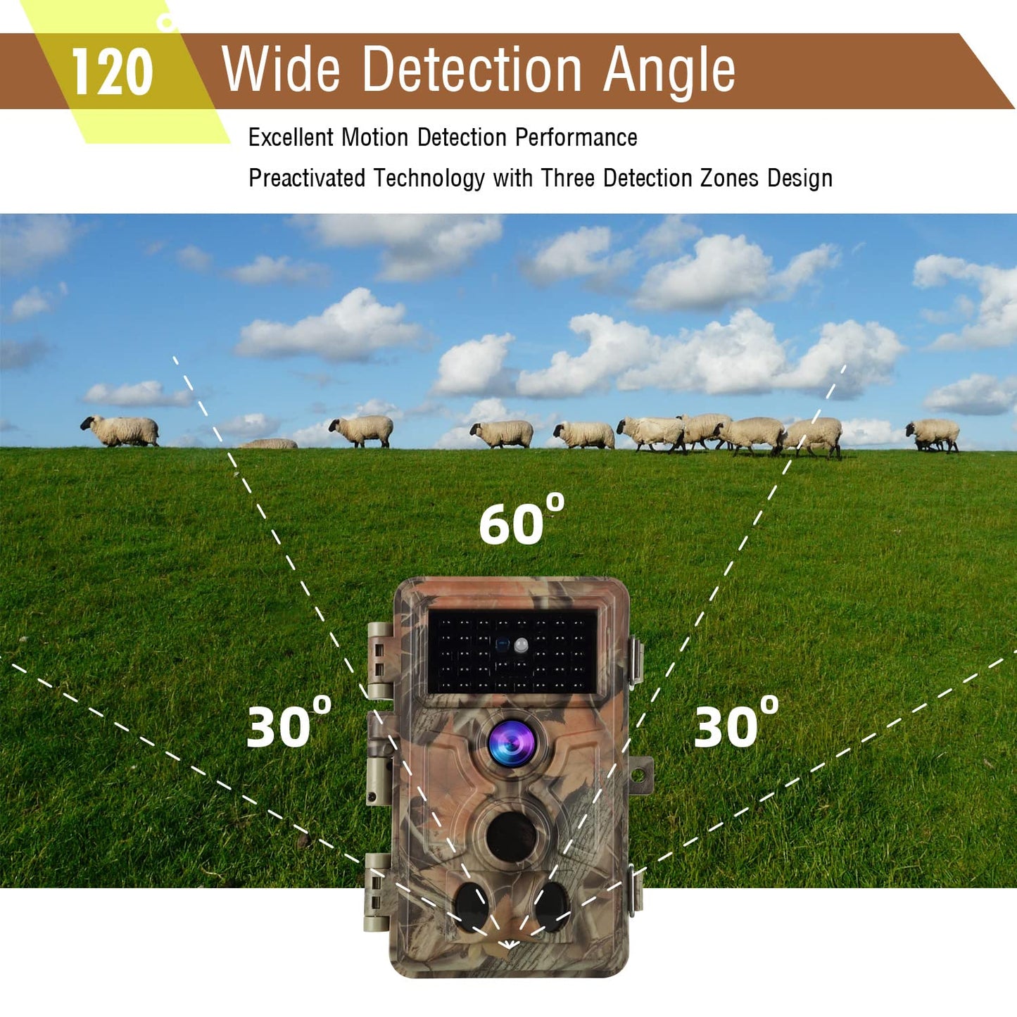 Folgtek 3-Pack Trail Cameras Wildlife Cam 64MP 1296P HD Video Night Vision & 0.1s Trigger Time Motion Activated IP66 Waterproof, 120°Wide Angle Time Lapse & Password Protection for Outdoor Hunting